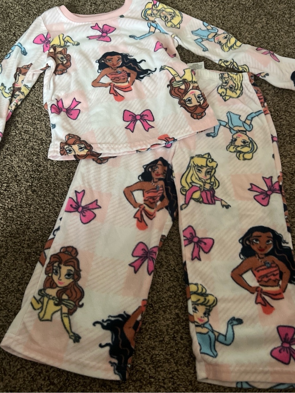 Disney Pink Princess Character Bow Pajama Set